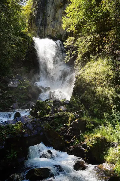 Incroyable Cascade Forêt Été Paysage Spectaculaire Cascades Rapides Coulant Dans — Photo