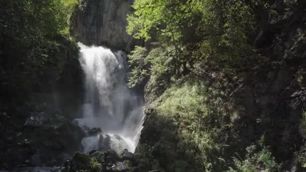 Incredibile Cascata Nella Foresta Estate Spettacolare Scenario Cascata Veloce Che — Video Stock