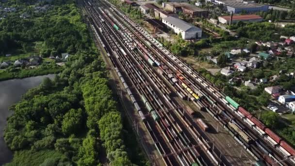 Vista Aérea Estação Ferroviária Campo Vista Panorâmica Estação Ferroviária Com — Vídeo de Stock