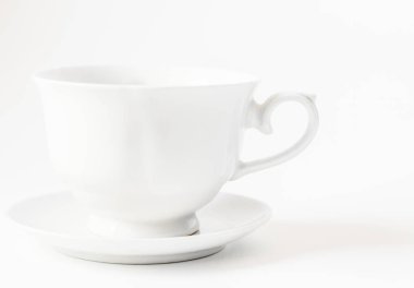 Beyaz kahve fincanı logo - yeri olan kırpma yolları içerir