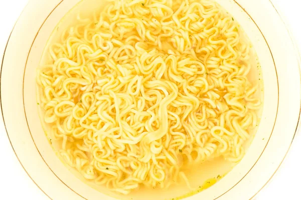 Macro View Asian Ramen Instant Noodle Soup Plate — Stock Photo, Image