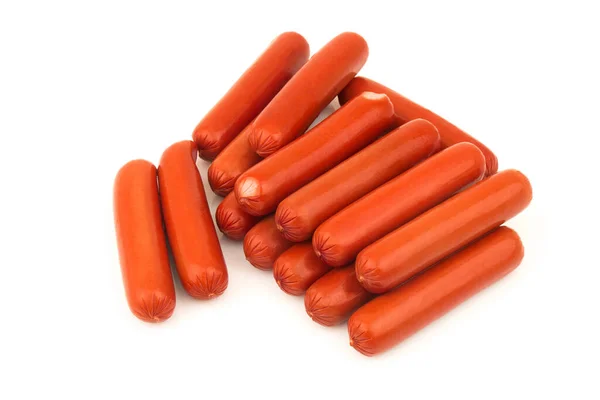 Alça Salsichas Saborosas Salsichas Frankfurters Salsichas Isoladas Fundo Branco — Fotografia de Stock