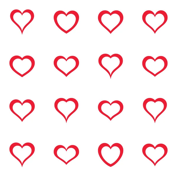 Vector simple red heart icons collection — Stock Vector