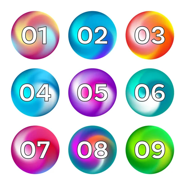 Botones de color arco iris con números — Vector de stock