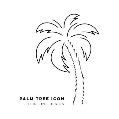 Siyah vektör palmiye ağaç ince çizgi simgesiyle