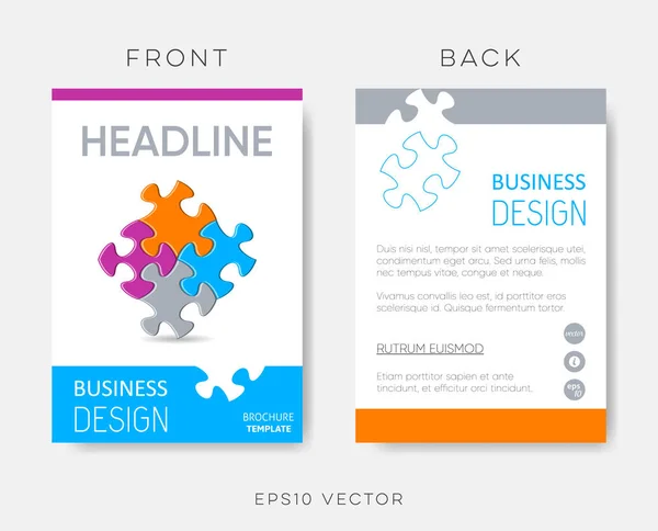 Folleto vectorial plantilla rompecabezas piezas — Archivo Imágenes Vectoriales