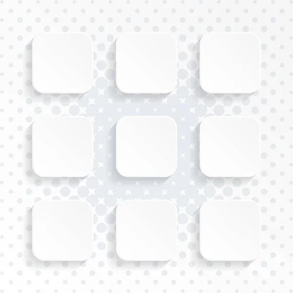 Branco branco arredondado quadrado site botões definido — Vetor de Stock