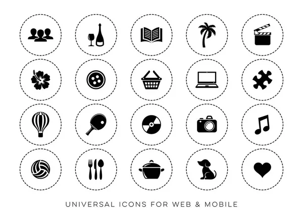 Negro vector web de ocio e iconos móviles — Vector de stock