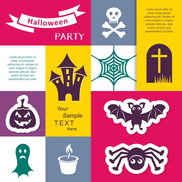 Strašidelné halloween party Pozvánka nebo oznámení — Stockový vektor