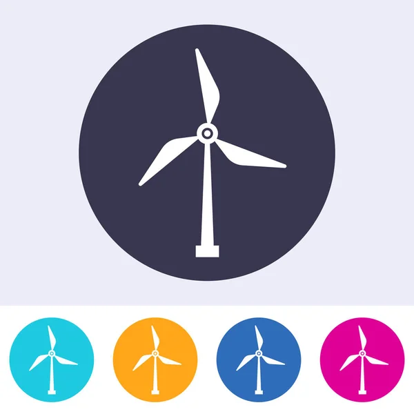 Vetor único ícone de sinal de energia do moinho de vento redondo — Vetor de Stock