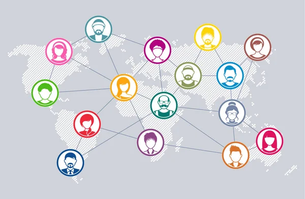 Διανυσματικό διάγραμμα κοινωνικό δίκτυο κόσμο χάρτη έννοια — Διανυσματικό Αρχείο