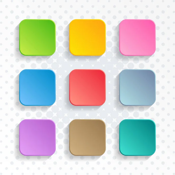 Vetor em branco colorido arredondado botões web quadrados — Vetor de Stock