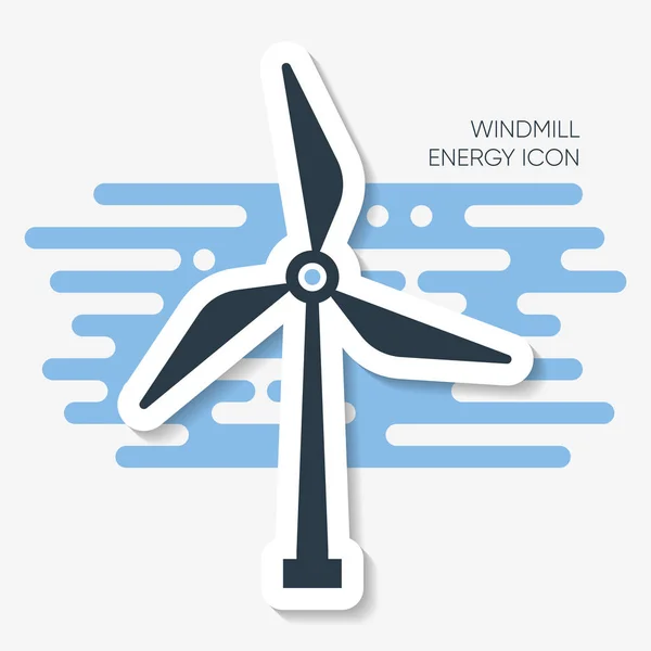 Vector abstrato moinho de vento rótulo de energia com sombra — Vetor de Stock