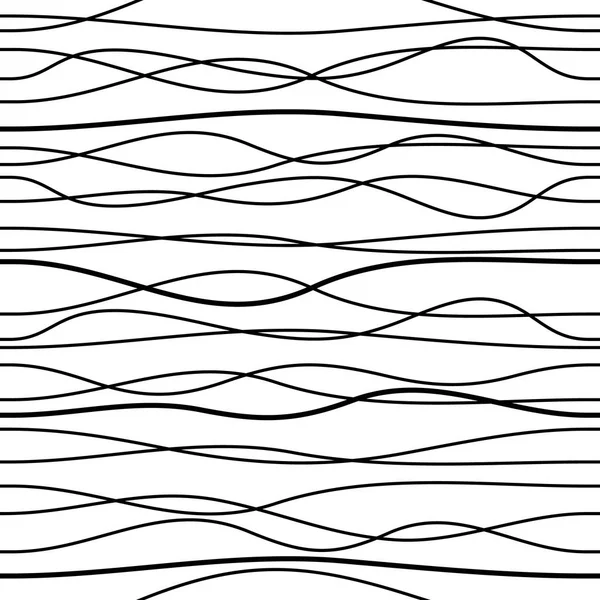 Vector czarne bez szwu linia falista wzór na białym tle — Wektor stockowy