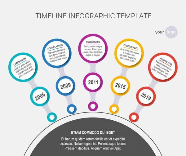 Modèle de chronologie vectorielle circulaire de l'histoire de l'entreprise — Image vectorielle