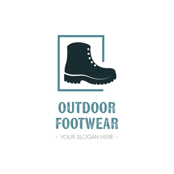 Outdoor footwear logo template design with boot — 图库矢量图片
