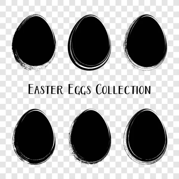 Black vector easter eggs brush stroke style — Stock Vector