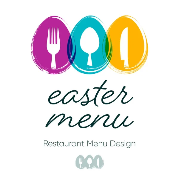 Çatal-bıçak ile basit Restoran Paskalya menü tasarımı — Stok Vektör