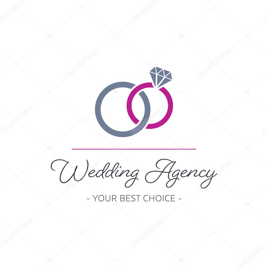 Vector wedding agency logo template design with rings