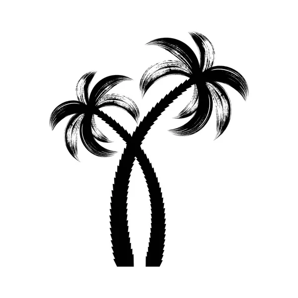 Svart vektor Palm träd penseldrag design — Stock vektor