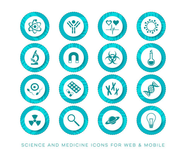 Blue vector science and medicine web icons