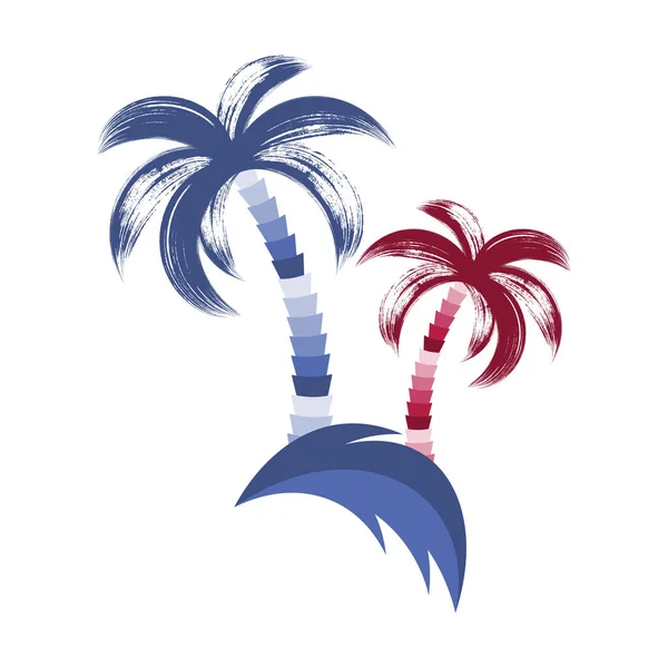 Vector illustration with brush stroke palm trees — Stock Vector