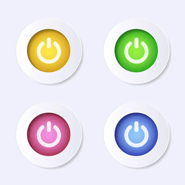 Modern vector website power icon colourful buttons — Stock Vector