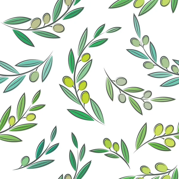 Vektor sömlöst mönster med blad och oliver — Stock vektor