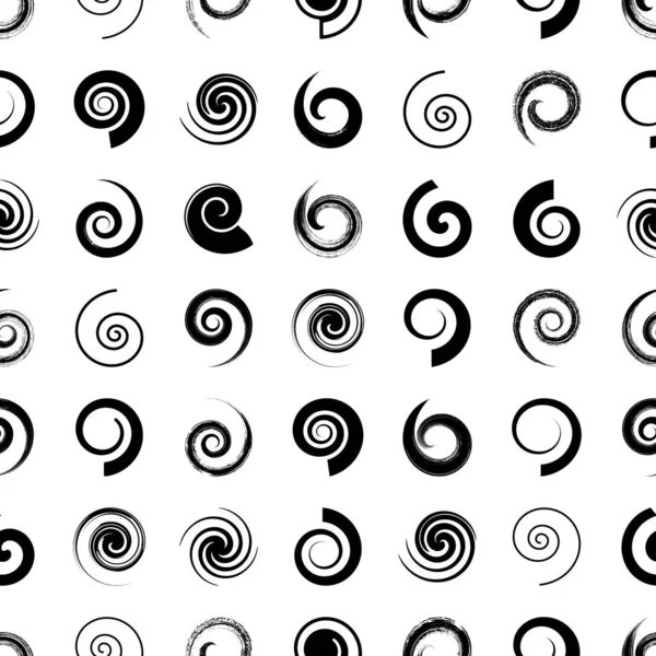 Czarny wektor bezszwowy wzór z kształtami spiralnymi — Wektor stockowy