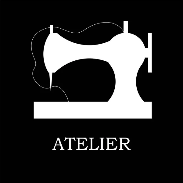 Dikiş makinesi ve aksesuarlar dikiş dükkanı ve atelier vektör Illustration. Logothype, logo veya dikiş iş için simge. EPS 10