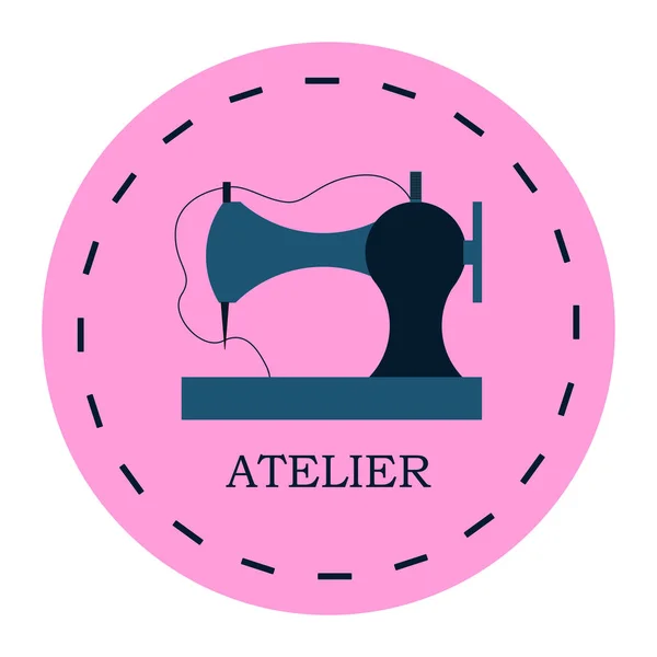 Dikiş makinesi ve aksesuarlar dikiş dükkanı ve atelier vektör Illustration. Logothype, logo veya dikiş iş için simge. EPS 10