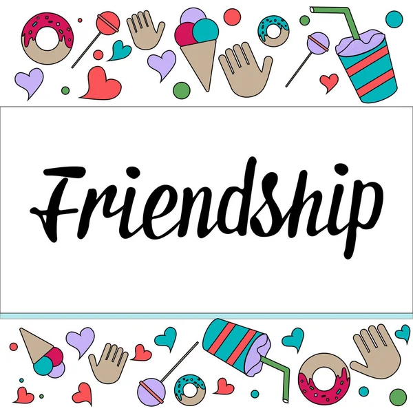 Εικονογράφηση Διάνυσμα Κάρτα Ημέρα Φιλίας Για Πρόσκληση Πρότυπο Κάρτα Αφίσα — Διανυσματικό Αρχείο