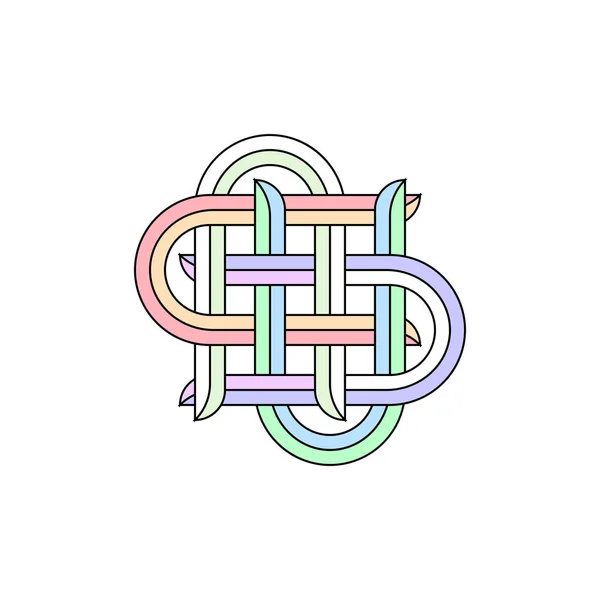 Düğüm logothype, etiket ve simge, kartları, davetiyeleri, şablonlar için vektör Illustration. 3D arka plan, nesne. EPS 10