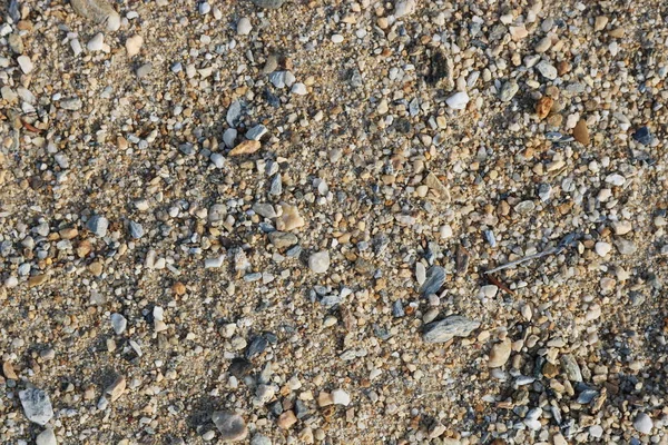 Flusssand Und Kleine Kieselsteine Ufer Aus Nächster Nähe Steine — Stockfoto