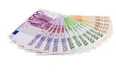 Euro banknot para Avrupa para birimi de dahil olmak üzere 50, 100 ve 500 Euro
