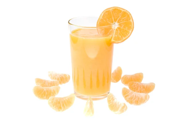 Glass Fresh Juice Slices Clementine — Stock Photo, Image