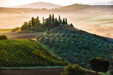 San Quirico dorcia Tuscany sabahın erken saatlerinde