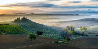 San Quirico dorcia Tuscany sabahın erken saatlerinde