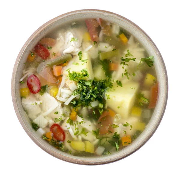 Chicken Soup Colored Vegetables Bowl — Stock Photo, Image