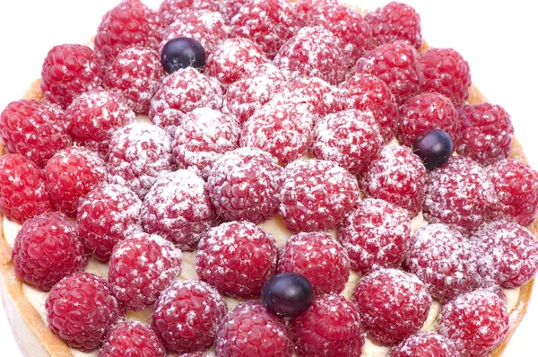 Himbeerkuchen Mit Brombeeren Und Vanillecreme — Stockfoto