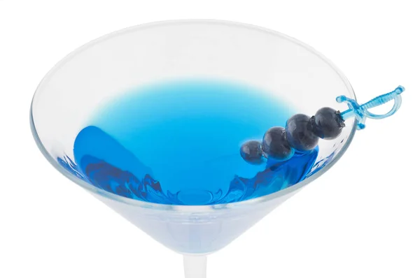 Blue Martini Blueberries White Background — Stock Photo, Image