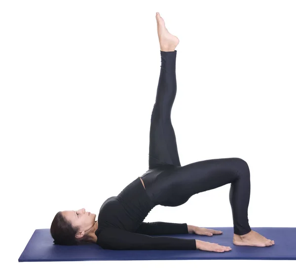 Posizione Yoga Eka Pada Setu Bandhasana One Leg Bridge — Foto Stock