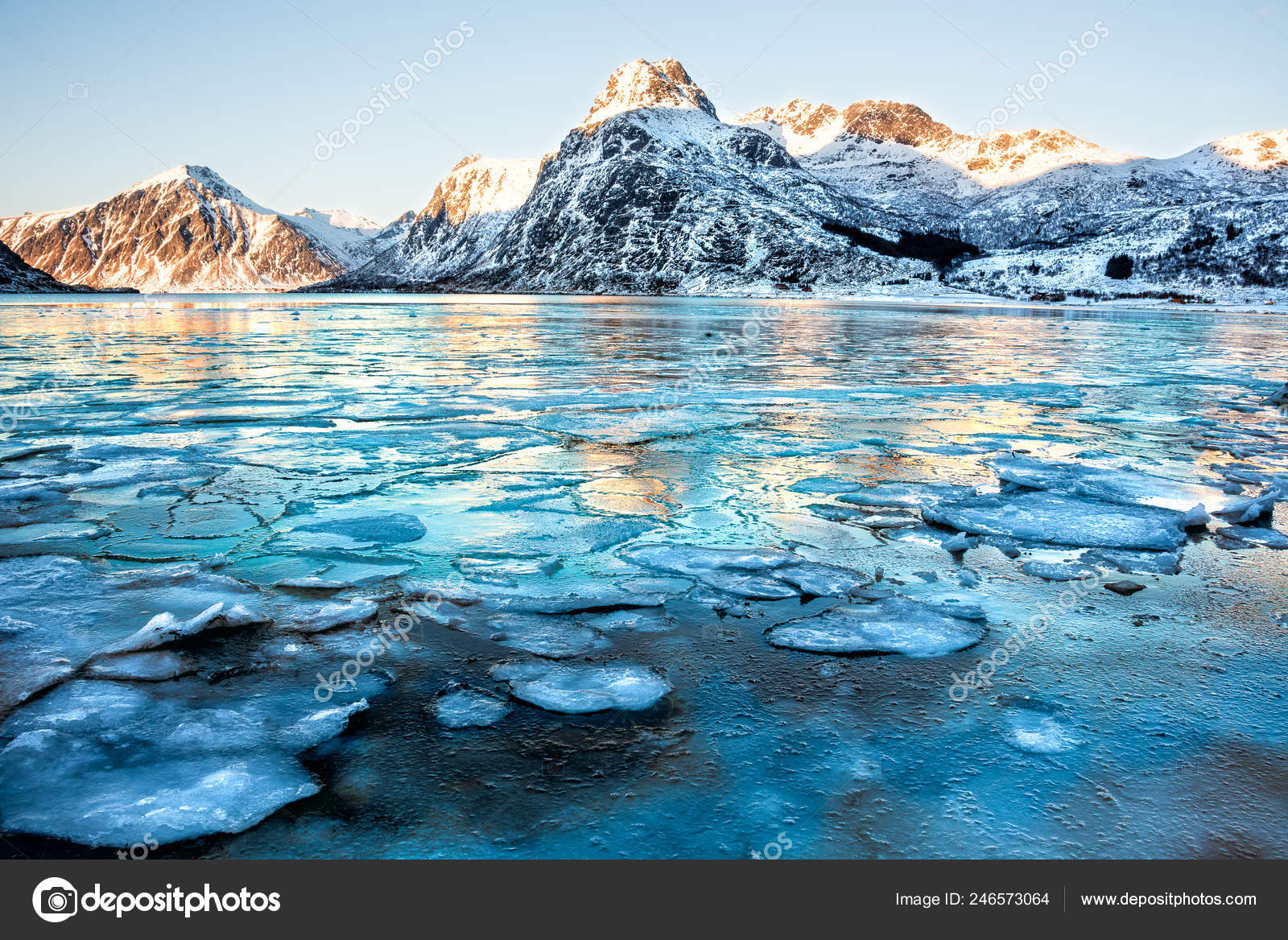 Landscape Lofoten Norway Mountains Reflected Water Full Ice Cubes Stock Photo Image By C Denisa Voicu Yahoo Com 246573064