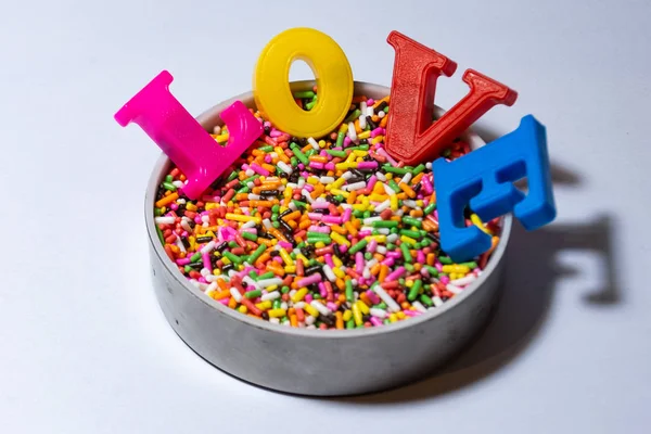Schriftfarbe Spielzeug Liebe Verwendung Als Hintergrund — Stockfoto