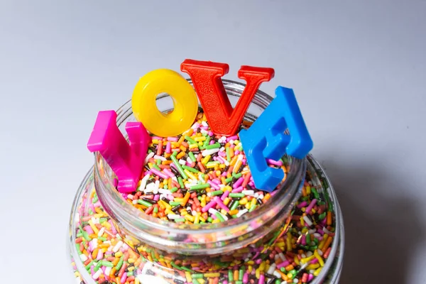Schriftfarbe Spielzeug Liebe Verwendung Als Hintergrund — Stockfoto