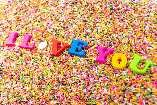 Yazı tipi rengi oyuncak, ı Love You bir arka planı olarak kullanma.