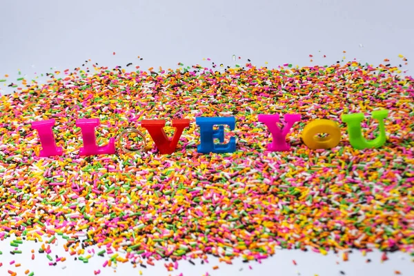 Yazı tipi rengi oyuncak, ı Love You bir arka planı olarak kullanma.