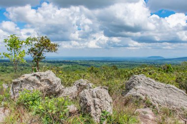 Rock ve gökyüzü dağlarda, Pa Hin Ngam Milli Parkı Chaiyaphum, Tayland.