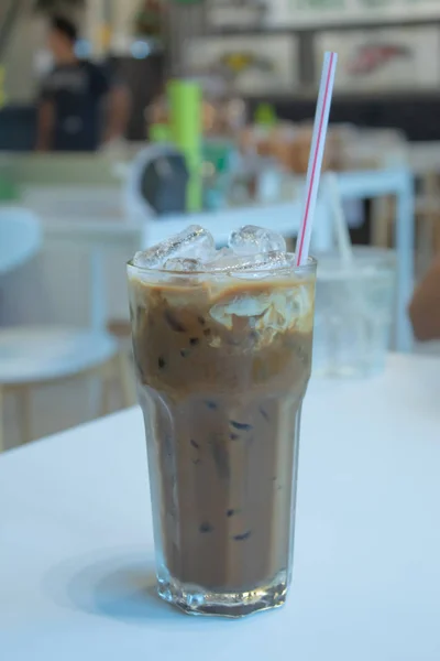 Iced Coffee Put Glass Table — Stock Photo, Image
