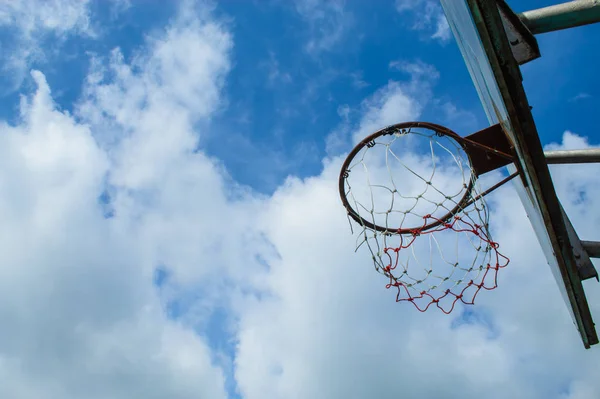 Arco Basquete Quebrado Trabalhos Reparação Temporariamente — Fotografia de Stock